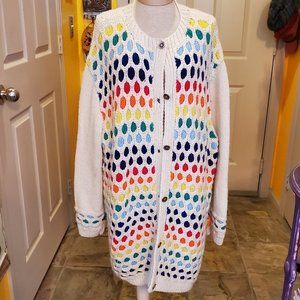Vintage, Hand-knit, "Skittles" sweater coat